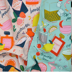 Laura Barnes Teal Cocktails Tea Towel