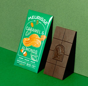 Meurisse Caramelised Almonds 73% Dark Chocolate 100g