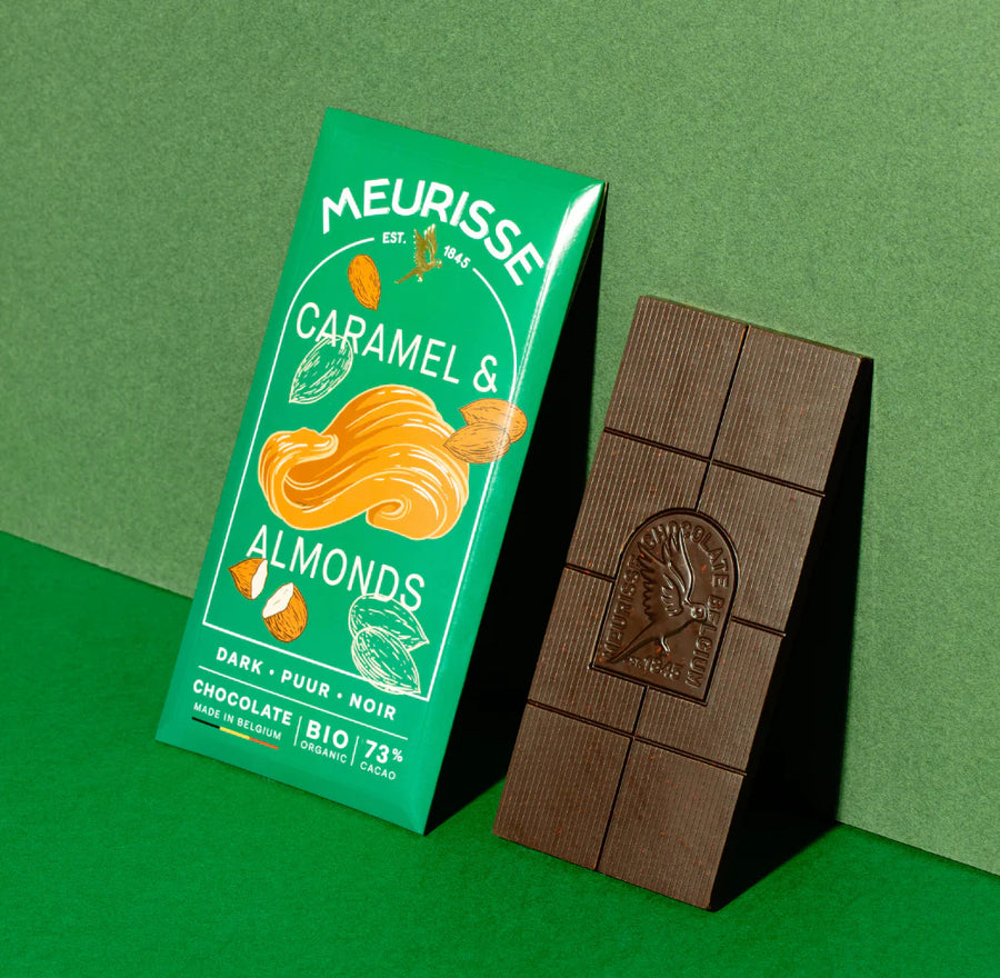 Meurisse Caramelised Almonds 73% Dark Chocolate 100g