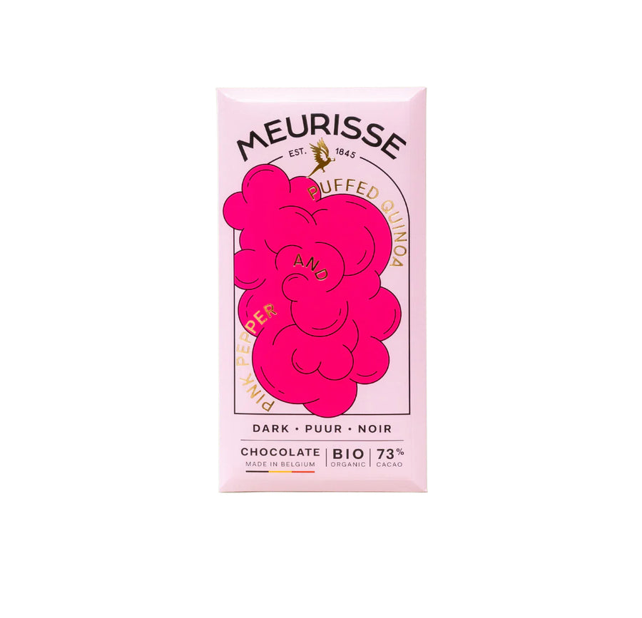 Meurisse Puffed Quinoa & Pink Pepper 73% Dark Chocolate 100g