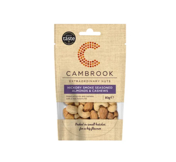 Cambrook Hickory Smoke Seasoned Almonds & Cashews 80g