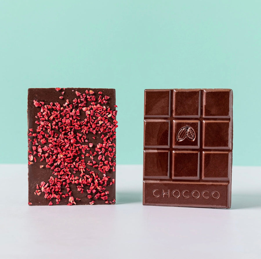 Chococo 72% Ecuador Dark Chocolate Ravishing Raspberry 75g