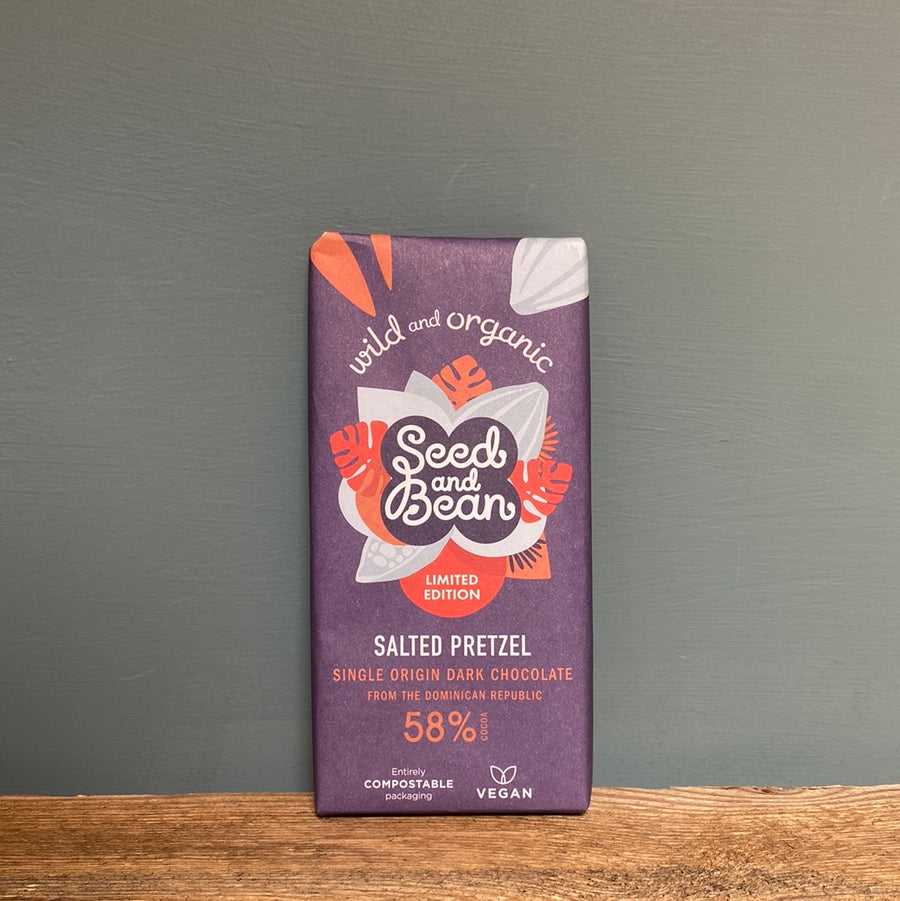 Seed & Bean Dark 58% Salted Pretzel 80g