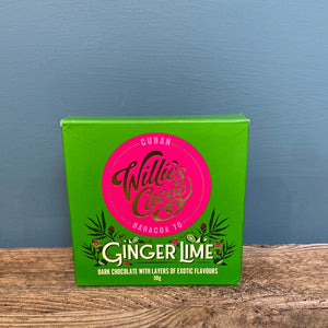 Willie's Cacao Ginger & Lime 70% Dark Chocolate 50g
