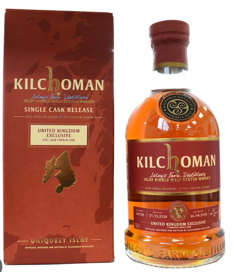 Kilchoman UK Exclusive Single Cask 7 Year Old 70cl, Islay (57%)