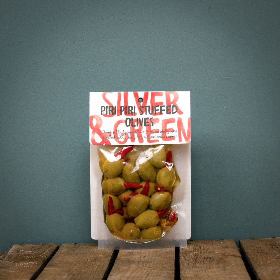 Silver & Green Piri Piri Olives 220g