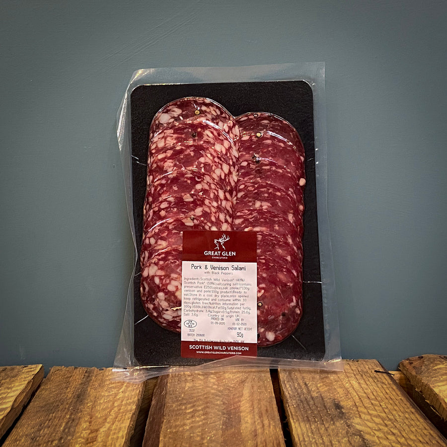 Great Glen Black Pepper, Pork and Venison Salami 90g